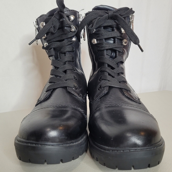 Blondo Mady Black Leather Waterproof Lace-Up Side Zip Combat Boots - Size 8 - Picture 7 of 16